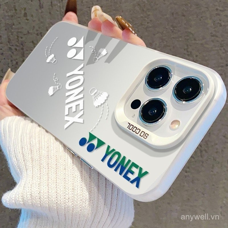 Ốp điện thoại cầu lông YONEX cho iPhone 15 14 13 12 11 promax x xr xs 7 / 8 pro plus Vỏ chất lượng cao IMD vỏ thể thao nguyên bản mạ bạc