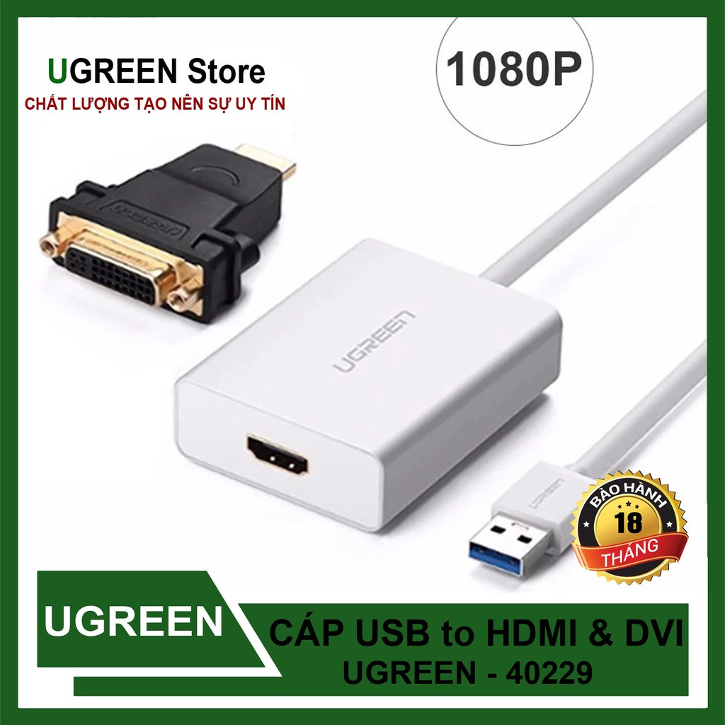 Cáp chuyển USB 3.0 to HDMI 40229 ( Dùng được Widows 11) mở rộng thêm màn hình, Hàng chính hãng