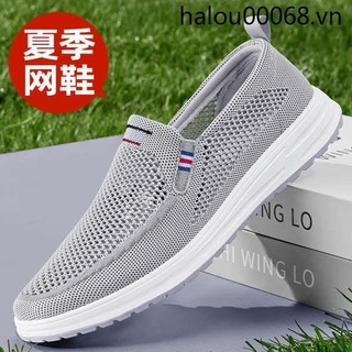 Mùa Hè Cũ Bắc Kinh Giày Vải Nam Lưới 2024 Phong Cách Mới Thoáng Khí Bố Giày Trung Niên Người Cao Tuổi Giày Slip-On Nam