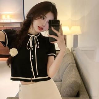 Áo Crop Top ngắn tay dệt kim dành cho nữ