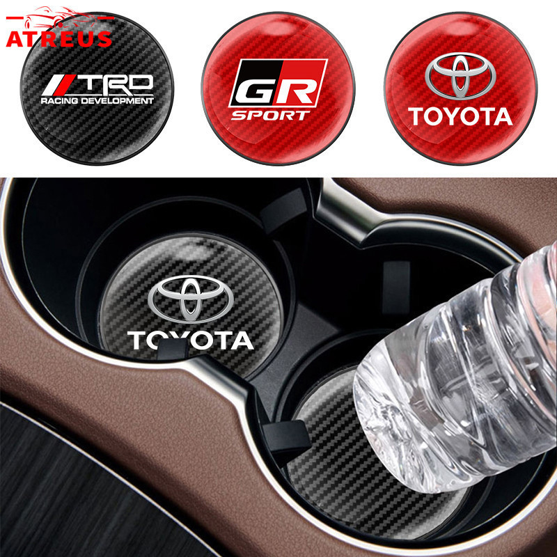 1 Toyota Sợi Carbon Tròn Xe Coaster Chèn Chống Trơn Trượt Coaster Toyota Vios Rush Innova Hilux Raiz