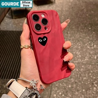Gourde Ốp lưng Iphone đôi thời trang đen màu đỏ đơn giản icon Họa Tiết Ốp Điện Thoại Silicon Mềm gợn sóng Cao Cấp Chống Sốc Cho Iphone 15 14 12 13 11 Pro Max IP 7 8 Plus Iphon X XS XR XsMax