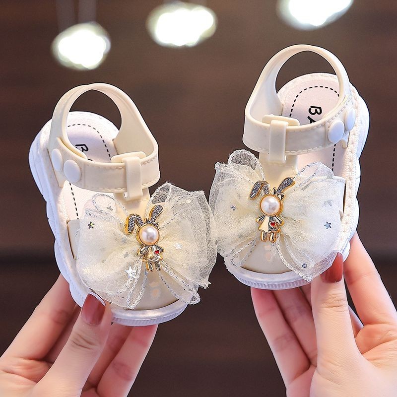 Xăng đan Mũi Tròn Cho Bé Gái Thời Trang Lưới Nơ 0-3 Tuổi Tập Đi Trẻ Em Thỏ Dễ Thương Đế Mềm Giày Chống Trơn Trượt
