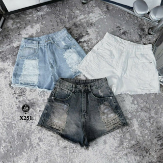  Quần shorts jean nữ nhiều màu rách tả tơi xả lai cá tính Lê Huy Fashion MS X251 