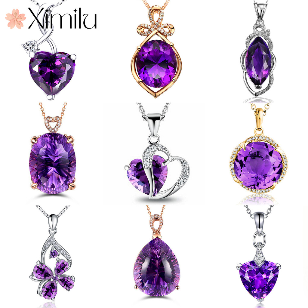 ❤ Ban Đầu Sang Trọng Chuyên Sâu Thạch Anh Tím Series Bốn Lá Cỏ Ba Lá Mặt Dây Chuyền Trái Tim Full Kim Cương Vòng Cổ Nữ Thời Trang Cặp Đôi Quà Tặng