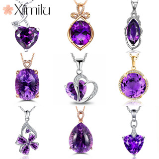 ❤ Ban Đầu Sang Trọng Chuyên Sâu Thạch Anh Tím Series Bốn Lá Cỏ Ba Lá Mặt Dây Chuyền Trái Tim Full Kim Cương Vòng Cổ Nữ Thời Trang Cặp Đôi Quà Tặng