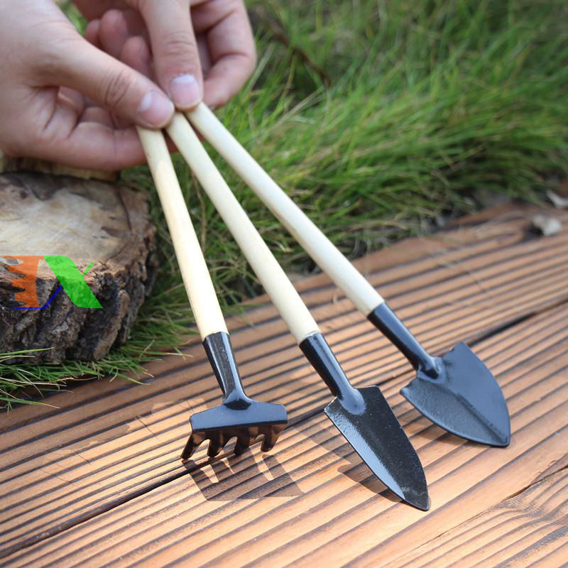 Bộ Dụng Cụ Làm Vườn 3 Món Cán Gỗ TXE-3GO2 Tháp Xanh – Xẻng, Cào Mini, Chăm Sóc Cây Tiện Dụng