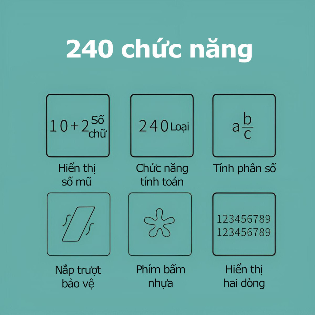 Máy Tính Học Sinh Cầm Tay  với 240 chức năng, thực hiện phép tính nhanh, Nhỏ Gọn Tiện Lợi Dùng Cho Cấp 2,Nắp bảovệ trượt | BigBuy360 - bigbuy360.vn