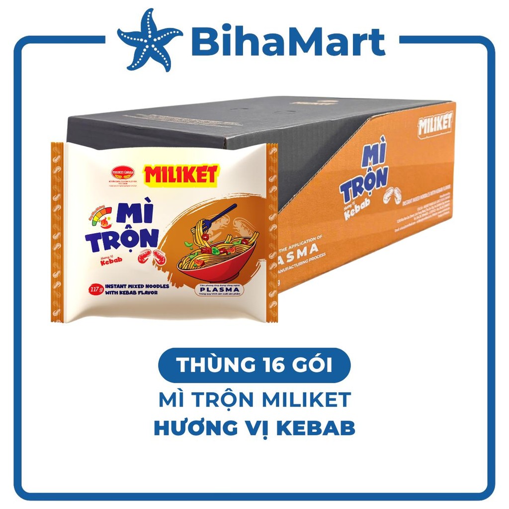 [THÙNG16 GÓI] - COLUSA - Mì trộn Miliket hương vị Kebab, Mì trộn Kebab Miliket, Mì Miliket trộn Keba