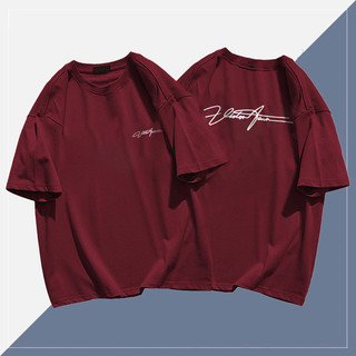  Beeyanbuy local brand Áo thun nam Đỏ mận  form rộng áo âu mỹ mùa hè thư in hình unisex 