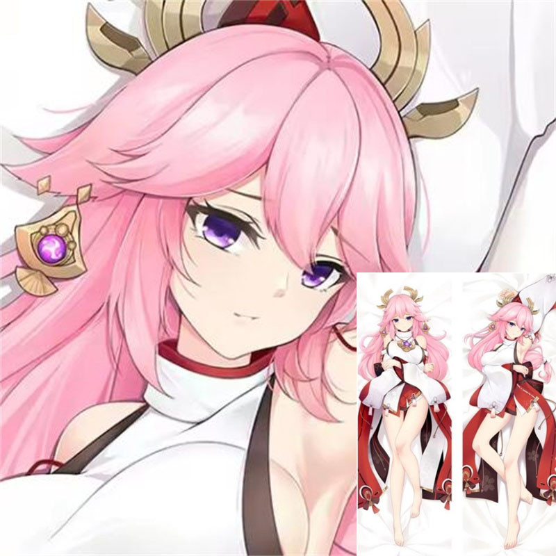 Yae Miko Guuji Yae Genshin Impact Cosplay Dakimakura Vỏ Gối / Vỏ Gối PilowCase / Quà Tặng Quạt Cospl