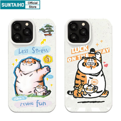 Suntaiho Phim Hoạt Hình Dễ Thương Họa Tiết Hổ Ốp lưng Iphone 16 15 14 13 12 11 Pro Max IP 7 8 Plus X Xs XR Xs Max Silicon Mềm Chống Sốc Ốp Lưng
