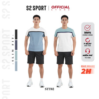 Sét bộ thể thao nam mặc hè S2 SPORT cổ tròn tay ngắn quần áo nam phối màu basic cotton co giãn thấm hút mồ hôi - SBTT02