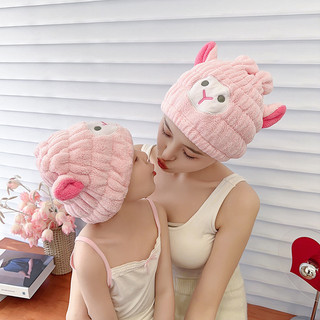 Hoạt Hình Tóc Khô Mũ Trẻ Em San Hô Nhung Mũ Tắm Gấu Cừu Kỳ Lân Tóc Khăn Khô Cho Người Lớn Trẻ Em