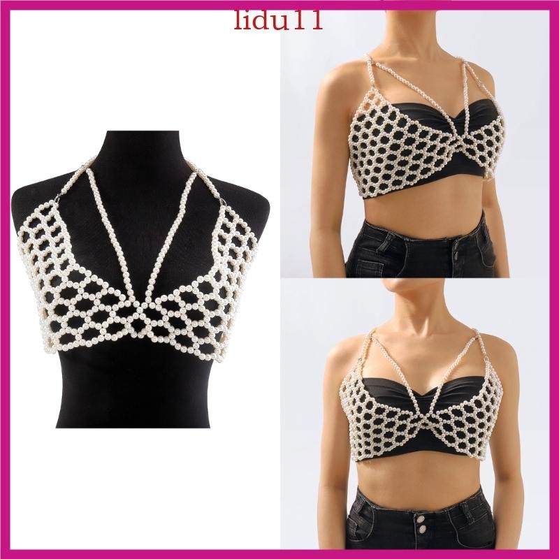 Lid Giả Ngọc Trai Cơ Thể Dây Chuyền Trang Sức Cơ Thể Ngực Trang Sức Bikini Bụng Eo Dây Xích Đảng Trang Sức Cho Nữ Cô Gái