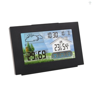 Trạm thời tiết không dây Dự báo Nhiệt kế ngoài trời trong nhà Máy đo độ ẩm có cảm biến màu Màn hình cảm ứng Đồng hồ báo thức Lịch có đèn nền có thể điều chỉnh Snooze Sạc USB
