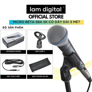 Micro cầm tay có dây shure beta-58a hát karaoke, giảng dạy chống hú chất lượng cao