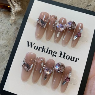 Đùi Len Thô Hồng Bông Tuyết Tay Viền Móng Tay Cao Cấp Giá Rẻ Sang Trọng Mặc Móng Tay Giả Handmade Dán Móng Tay Bán Buôn