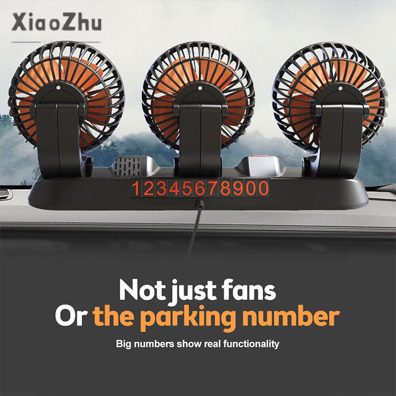 xiaozhubangchu Quạt ô tô 24V xe tải lớn 12V xe minivan làm mát mạnh mẽ quạt điện xe hơi USB hai đầu
