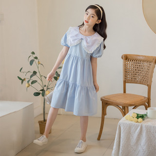 Đầm Công Chúa Trẻ Em Cotton Nguyên Chất Mùa Hè Phong Cách Hàn Quốc Nơ Lớn Trẻ Em Váy Puff Tay Bé Gái Thời Trang