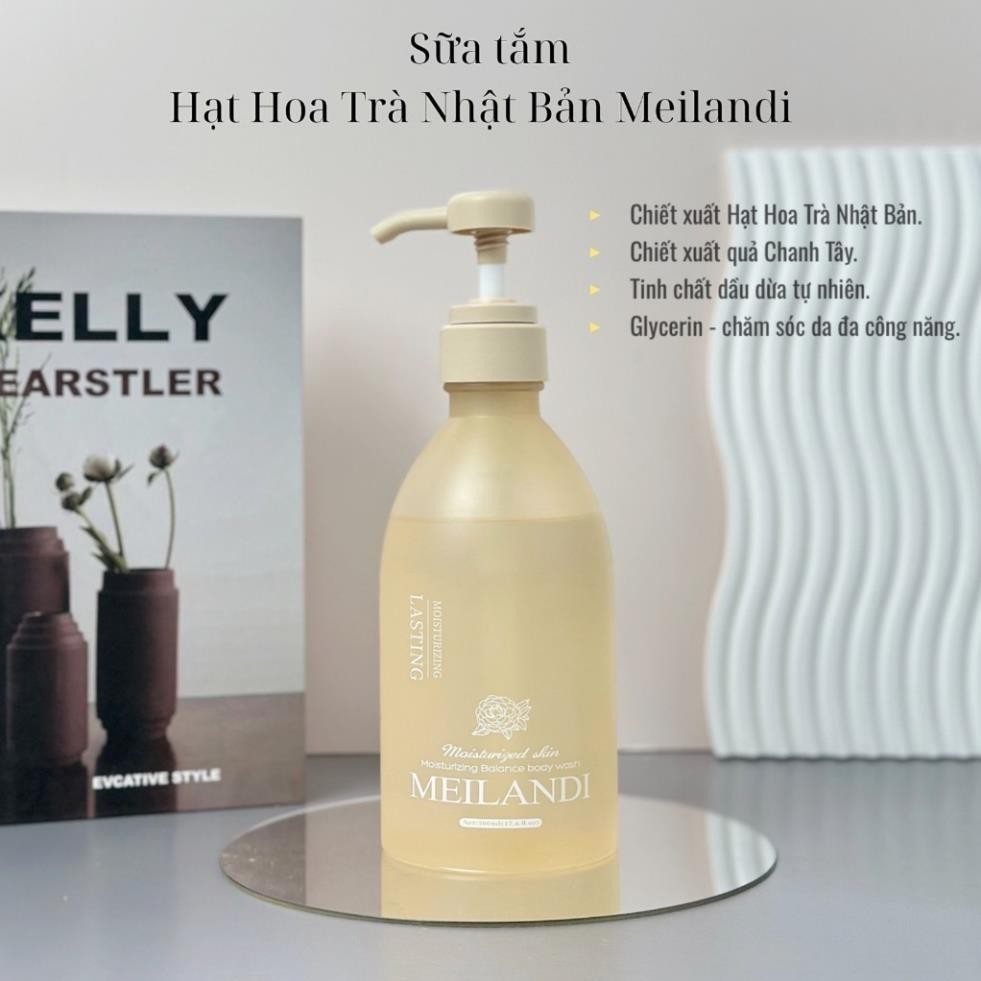 Sữa Tắm Hạt Hoa Trà Nhật Bản Cải Thiện Đàn Hồi, Giúp Da Mịn Màng Meilandi VISI 500Ml