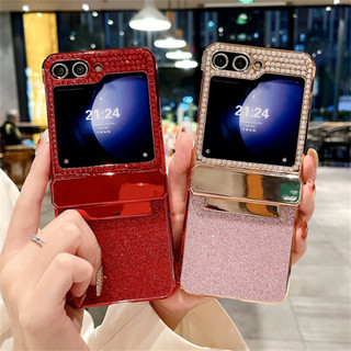 Ốp Bản Lề Trơn Kim Cương Sang Trọng Dành Cho Samsung Galaxy Z Flip 6 Flip 5 Flip 4 Flip 3 5G Chống Rơi Chống Sốc Bảo Vệ Mùa Thu Cho Samsung Z Flip4 Flip5 Flip6 Flip3 Cover