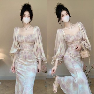 Đầm Pháp Tính Khí Nhỏ Nhẹ nhàng Tính Khí Cảm Giác Một Mảnh Phù Hợp Với Nữ Mùa Hè Mới Eo Giảm Béo Midi Đầm Bộ Hai Mảnh