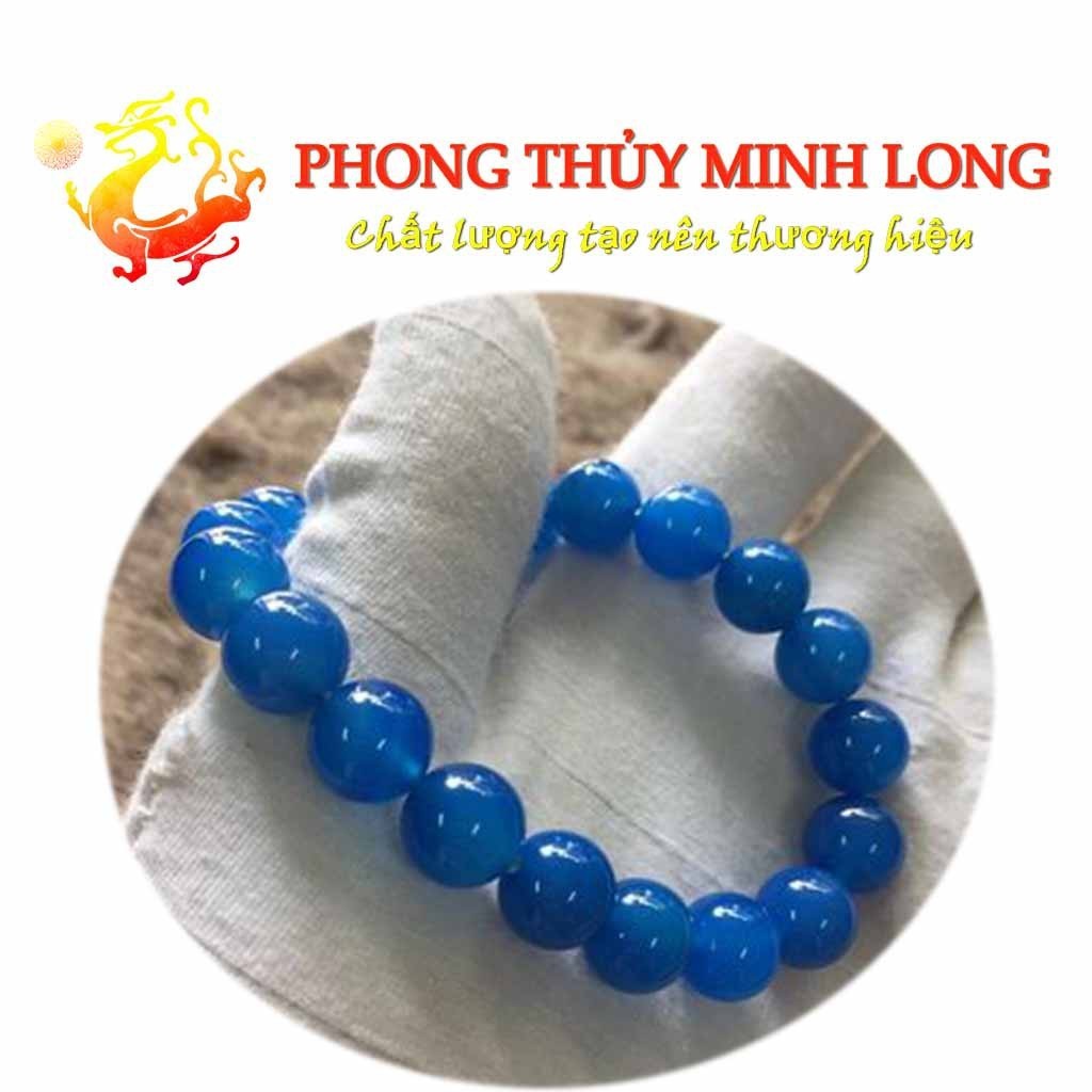 Vòng tay phong thủy đá Mã Não Xanh Dương 3A
