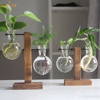 1 Bộ Chậu Hoa Cổ Điển Thanh Lịch Có Chân Đế Bằng Gỗ Kính Để Bàn Trang Trí Thủy Canh Bình Đựng Cà Phê Cửa Hàng Trang Trí Phòng