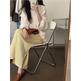 Yuewen Phong Cách Hồng Kông Cao Cấp Waffle Sling Đầm Nữ Mùa Thu Không Tay Tính Khí Thường Ngày Đế Thẳng Váy Dài