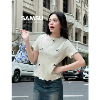 Áo thun áo nữ đính nơ phía trước dễ thương nữ tính phong cách Hàn Quốc chất thun co dãn Samsu.clothing_saigon