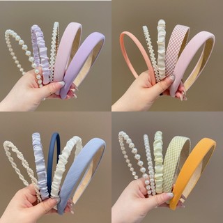 Set  2 / 3 Băng Đô Ngọc Trai Thời Trang  Hàn Quốc Satin Ngọt Ngào Nhiều Màu Sắc Đơn Giản Quấn Tóc Cho Nữ