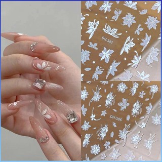 ⚡⚡COD Snow Tear Grass Miếng Dán Móng Tay Siêu Tiên Hoa Mộc Lan Trắng Hoa Mộc Lan Trắng Mỏng Và Cứng Mặt Sau Dính Miếng Dán Móng Tay Hoa Trắng Tự Dính Thanh Trượt DIY Làm Móng Tay Decal