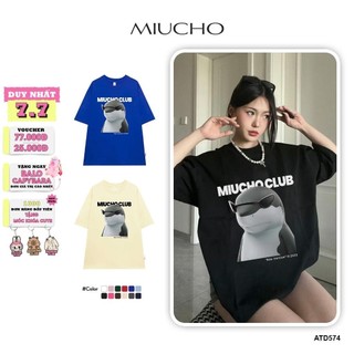 Áo thun unisex Cá mập ngầu local brand form rộng ATD574 Miucho cotton cổ tròn in artwork
