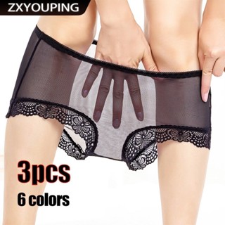 Zxyouping 1 / 3 Bộ Quần Lót Nữ Tempting Eo Thấp Quần Lót Ren Trong Suốt Liền Mạch Bộ Quần Lót Gợi Cảm Rỗng Quần Đùi Plus Kích Thước