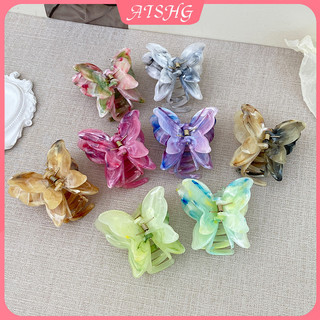 AISHG Acrylic Gradient Bướm Kẹp Tóc Nữ Cá Mập Kẹp Phụ Kiện Tóc Thời Trang