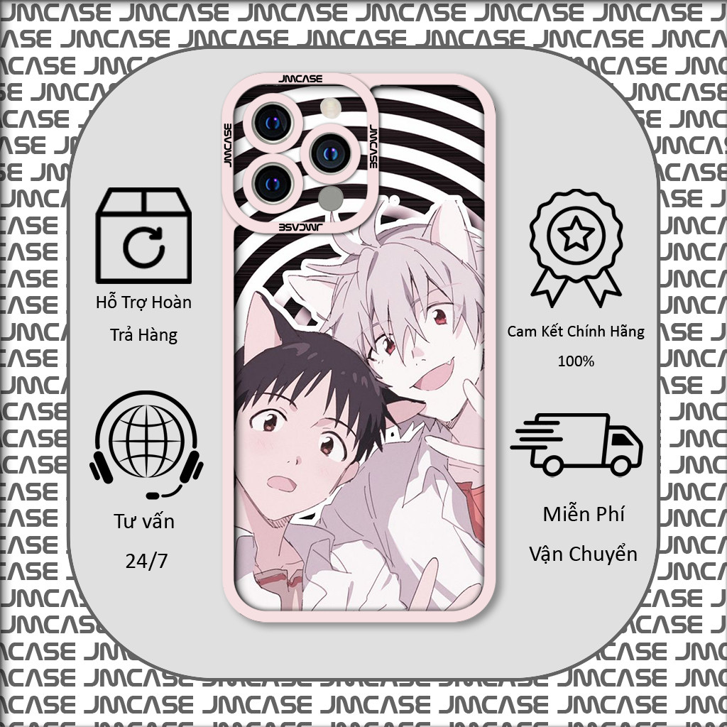 Ốp lưng iPhone Cạnh Vuông Samsung Xiaomi Oppo Kaworu Shinji Evangelion Anime Manga Nhật Bản