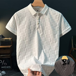 Mùa Hè 2024 Áo POLO nam Mới Nam Trắng Thời Trang LV Phong Cách Sang Trọng Thường Ngày Công Sở Quần Short Tay Áo Sơ Mi Polo Đen