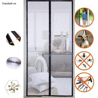 Rèm cửa nam châm tự động chống muỗi côn trùng tiện dụng Rèm lưới chống muỗi có nam châm dán tự động màu đen