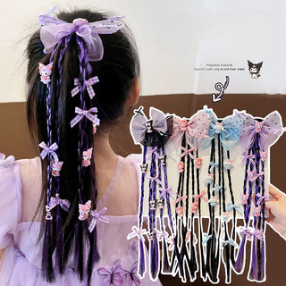  Kuromi Bé Gái Tóc Giả Bím Tóc Nơ Thắt Nơ Quế Chó Giai Điệu Đấm Bốc Bện Dây Buộc Tóc 