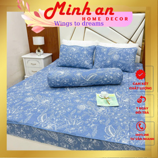 Ga gối trần bông MINH AN cotton đũi Hàn Quốc hàng nhập khẩu cao cấp mẫu mới bộ chăn ga gối đệm hè mát mịn