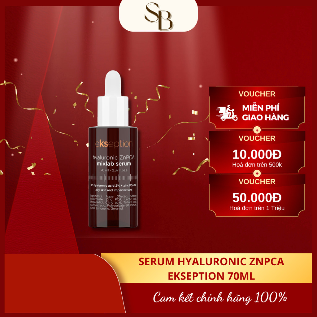 Serum Hyaluronic ZnPCA Ekseption, HA + 1% ZnPCA Giảm Mụn, Kiềm Dầu 75ml