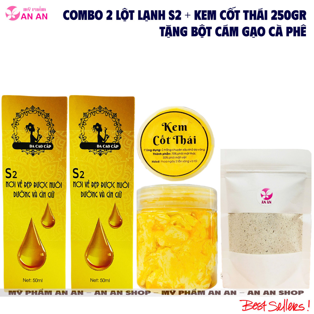 Combo 2 Chai Lột Lạnh Collagen S2 + Kem Body Cốt Thái  250gr TẶNG Bột Cám Gạo Cà Phê , Hỗ trợ sáng d