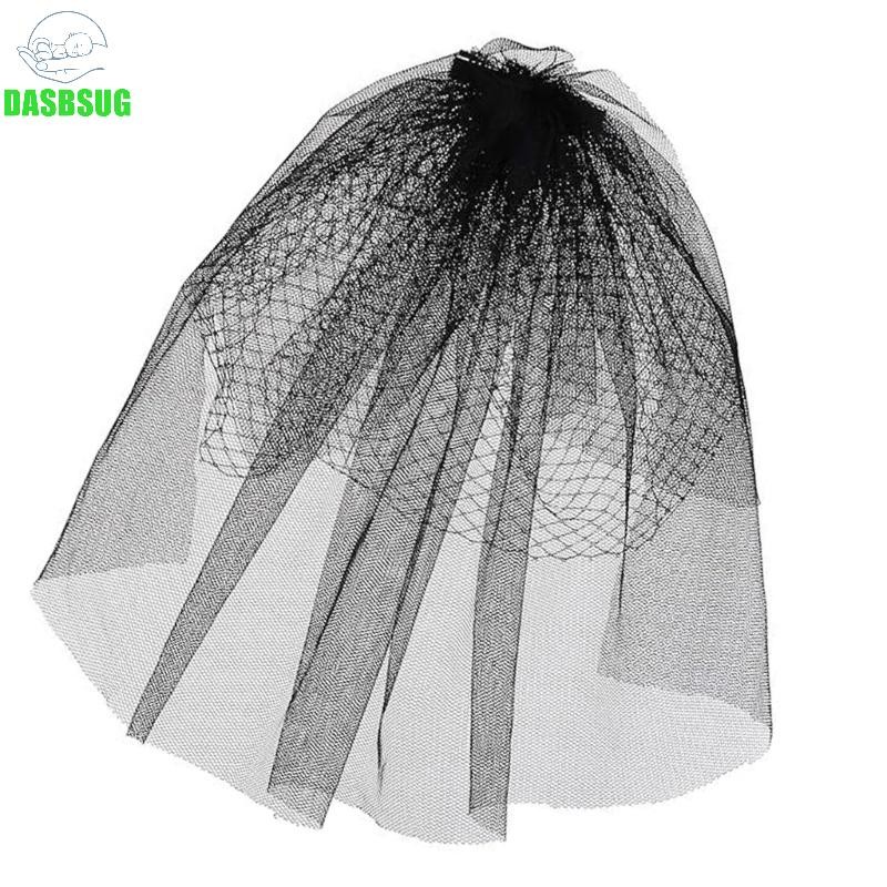 Dasbsug Nữ Cô Dâu Veil Ngắn Voan Cưới Cô Dâu Veil Với Kẹp Tóc Gothic Cô Dâu Mặt Viền Halloween Copla