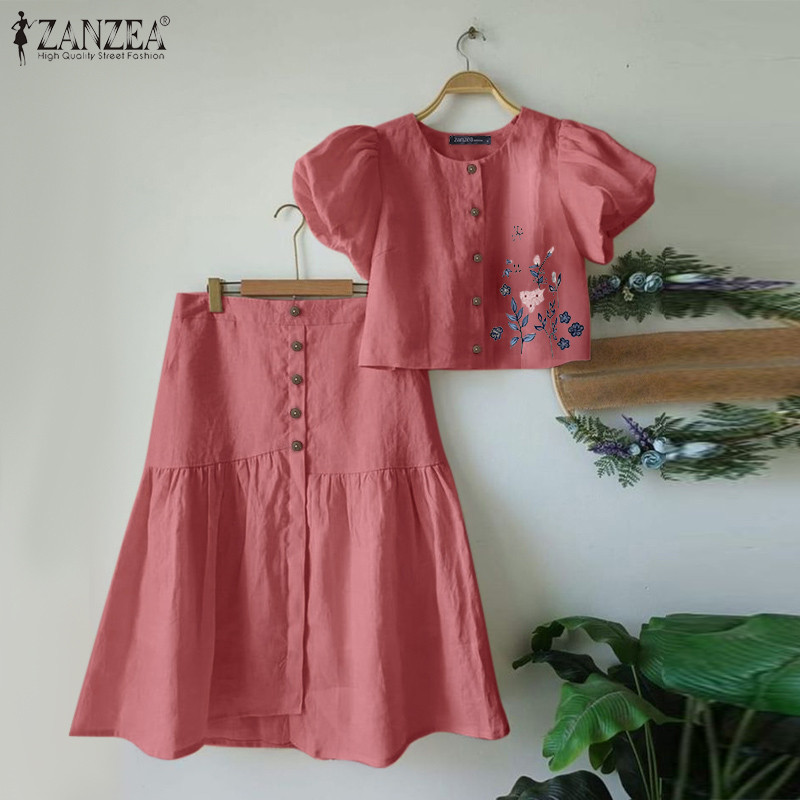 Zanzea Nữ Ngày Lễ Hàn Quốc Cổ Tròn Tay Phồng Thêu Midi A-Line Trang Phục | BigBuy360 - bigbuy360.vn