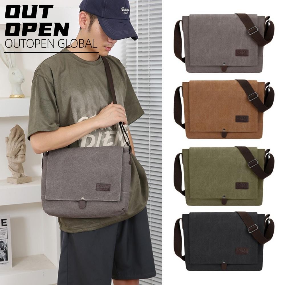 Túi đeo vai OUTOPEN, Túi đeo chéo đa chức năng, Túi xách di động bằng vải Canvas Man