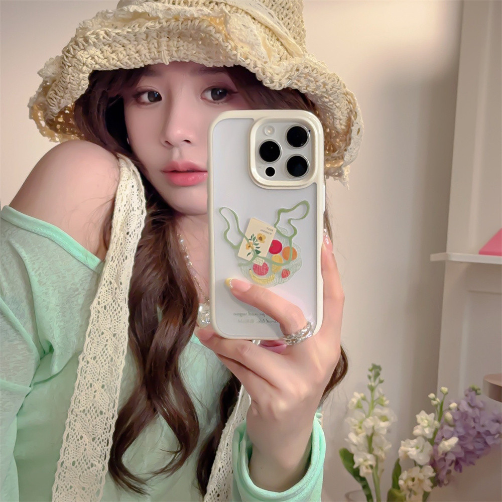 Túi mua sắm trái cây trong suốt Họa tiết không gian Vỏ điện thoại cho iPhone 16 14 13 15 Pro Max Vỏ 