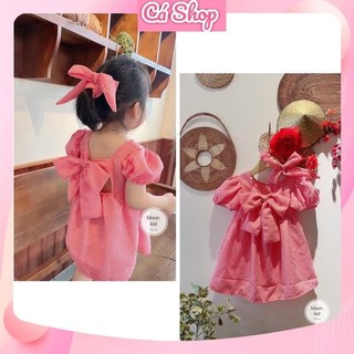 Váy đầm caro đỏ kèm dây buộc tóc cho bé gái