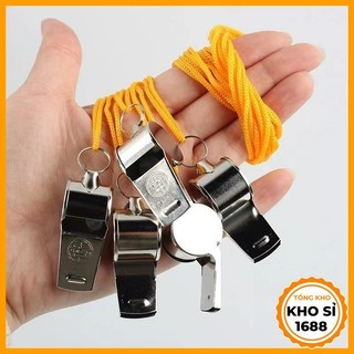 Còi trọng tài thể thao, còi inox chất lượng đẹp có dây buộc E1464