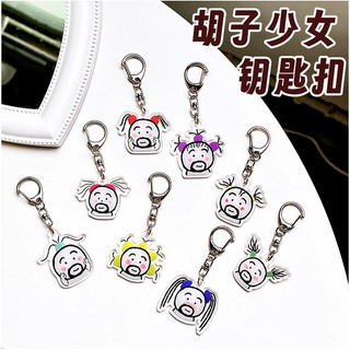 Hoạt Hình Sáng Tạo Vui Móc Khóa Râu Cô Gái Dễ Thương Móc Khóa Mini Người Bạn Thân Nhất Quà Tặng Tiếp Liệu